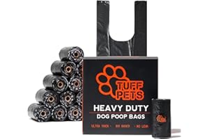 Tuff Pets Heavy Duty Dog Poop Bag With Handles - 16 Rolls of Pet Waste Bags - Fits in any Dogs Poo Bag Dispenser or Holder - Thick Dog Poop Bags