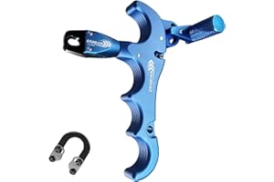 xxiaojun Compound Bow Aid Releaser and D Loop Rope，Adjustable Can Rotate 360° Thumb Release Bow Aluminum Alloy Aids，Archery Release Aids