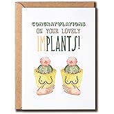 GoGiDesigns Cute Boob Job Greeting Card - Congrats On Your Lovely Implants Card - Cute Cactus Boob Card - Pun Card For Her, White
