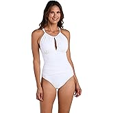 La Blanca Womens One Piece Swimsuit High Neck Keyhole Island Goddess