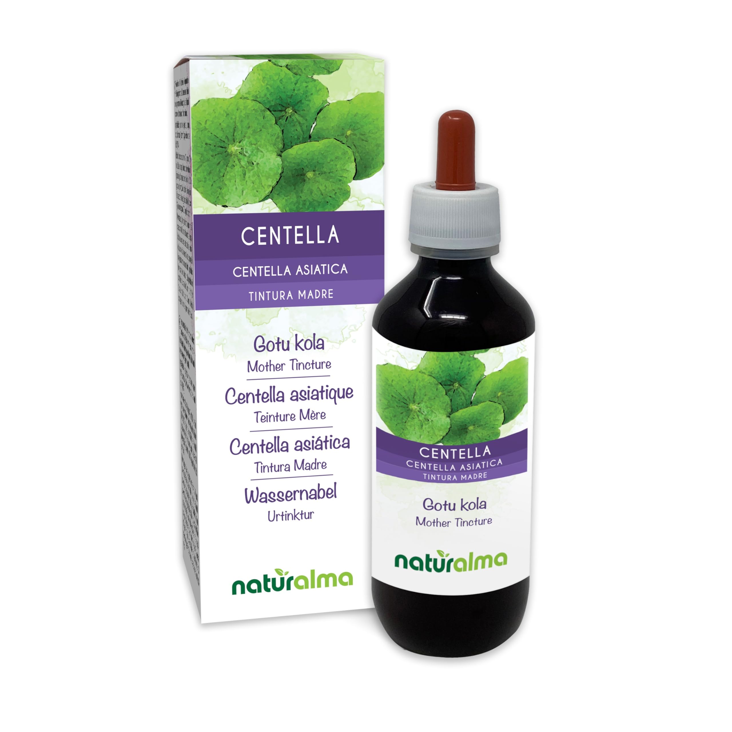 Gotu kola (Centella asiatica) herb Alcohol-Free Mother Tincture Naturalma - Liquid Extract Drops 200 ml - Food Supplement - Vegan