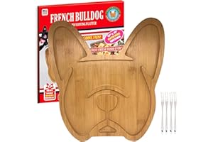 Frenchie The French Bulldog Cheese Board, 12" inch Natural Bamboo Cheese Board and Charcuterie Boards, Serving Tray Aperitif 