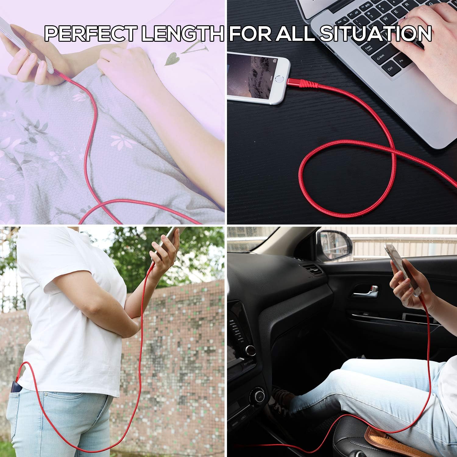 iPhone Charger 3ft, 2 Pack Lightning Cable 3 Foot Nylon Braided USB Charging & Syncing iPhone Cord 3 feet Compatible with iPhone Xs/XR/XS Max/X/7/7Plus/8/8Plus/6S