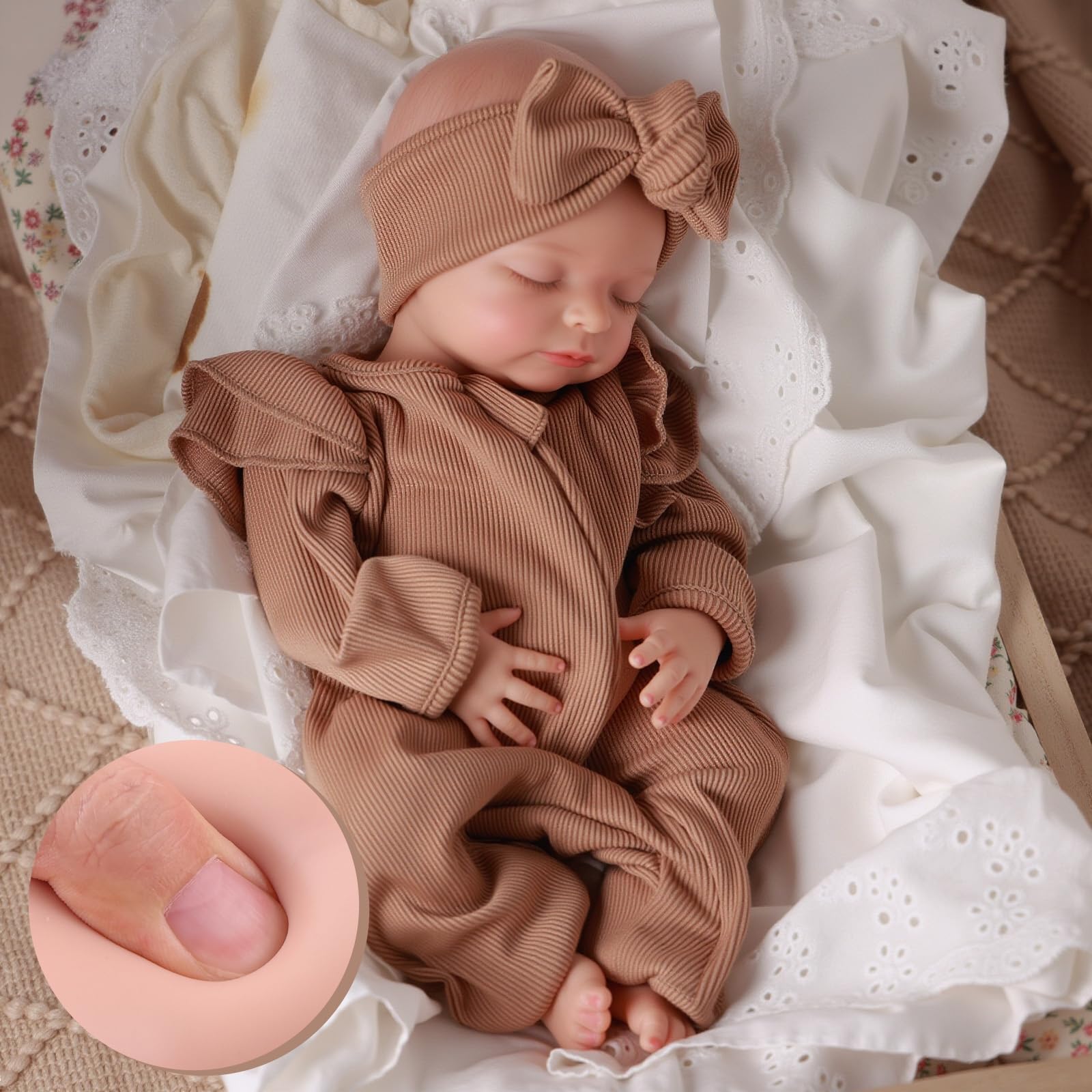 Photo 1 of BABESIDE 16 Inch Silicone Baby Doll Weighted 4 Pounds,[NOT Vinyl] Realistic Baby Doll Girl Lifelike Reborn Baby Dolls Silicone Full Body Gift with Accessories for Kids 3+ & Collectors