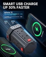 Sameriver 8 Way Tower Extension Lead with 4 USB Ports 3M 3250W Surge Protect view 4