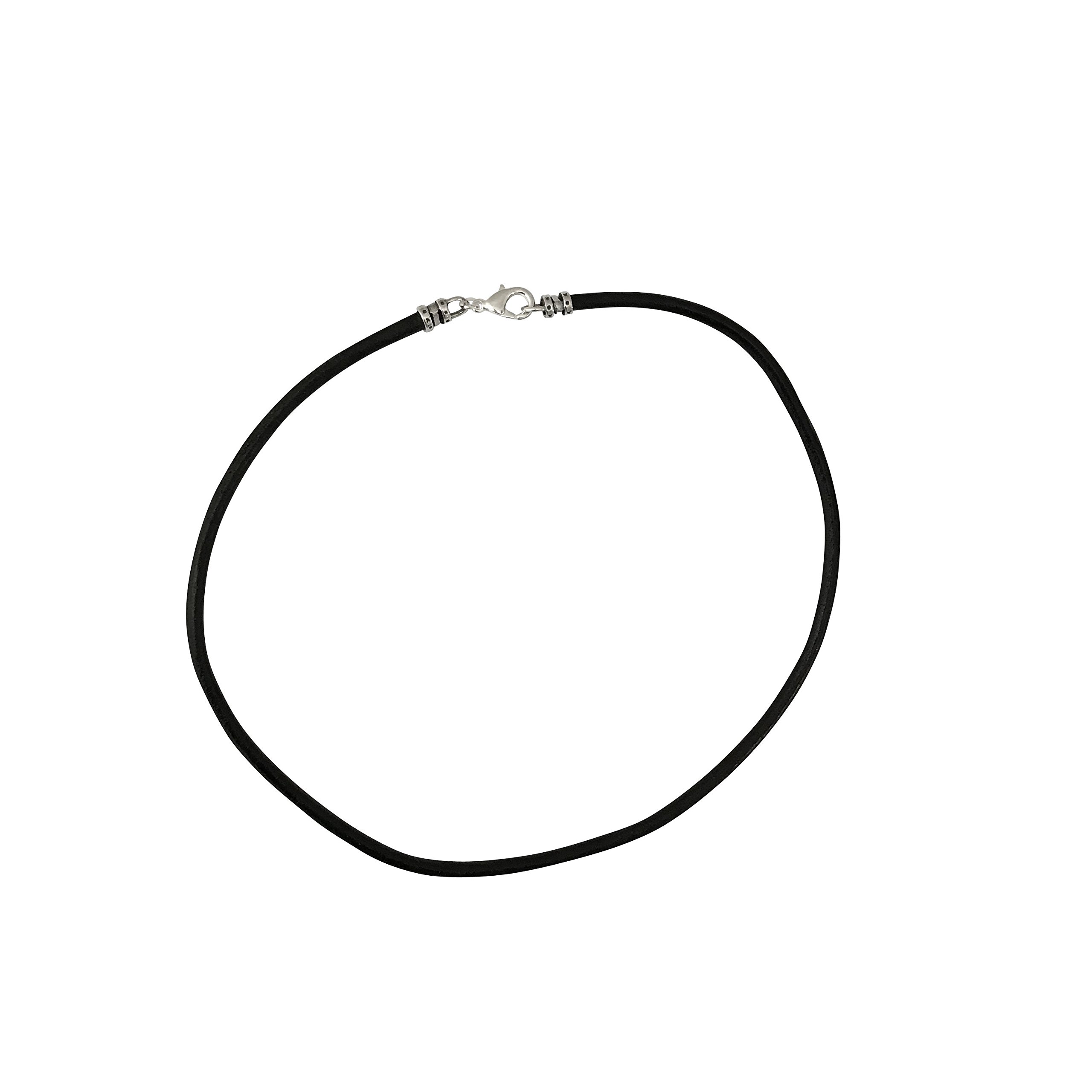 DragonWeave Collar para hombre chapado en plata con cordón de cuero negro extra grueso de 4 mm de ancho - 20 pulgadas