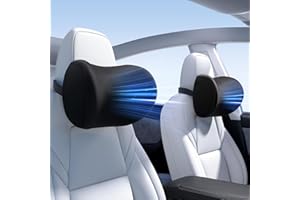 Wigoo 2025 Upgrade Car Neck Pillow [No More Pressure, Odorless] Soft Car Headrest Pillow with Adjustable Strap Removable Cover 100% Memory Foam, Fits All Vehicles (Black 2-Pack)