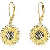 Fryneauy Flower Animal Earrings 925 Sterling Silver Animal French Dangle Earring Flower Earring Jewelry for Women US2