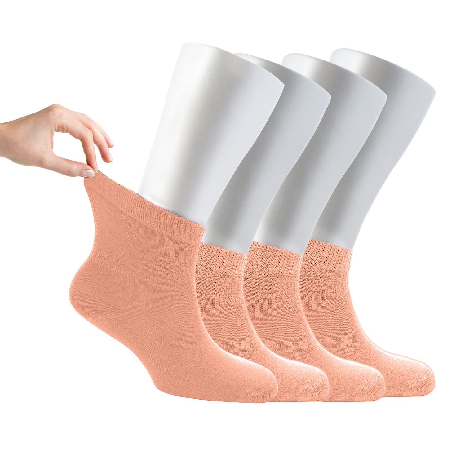 Cosyfeel® Women Loose Diabetic Socks | 4-Pack Neuropathy Ankle Socks for Ladies | Super Soft Eco-Friendly Bamboo Material | Durable with Seamless Toe | Multicolour Patterns | 4 Seasons