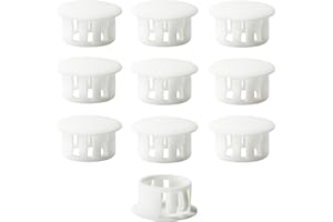 Masendelk 10pcs Plastic Hole Plugs, Snap in Locking Hole Tube Circular Locking Fastener Cover, Insert End Caps for Furniture Fencing Post Pipe - 16mm, White