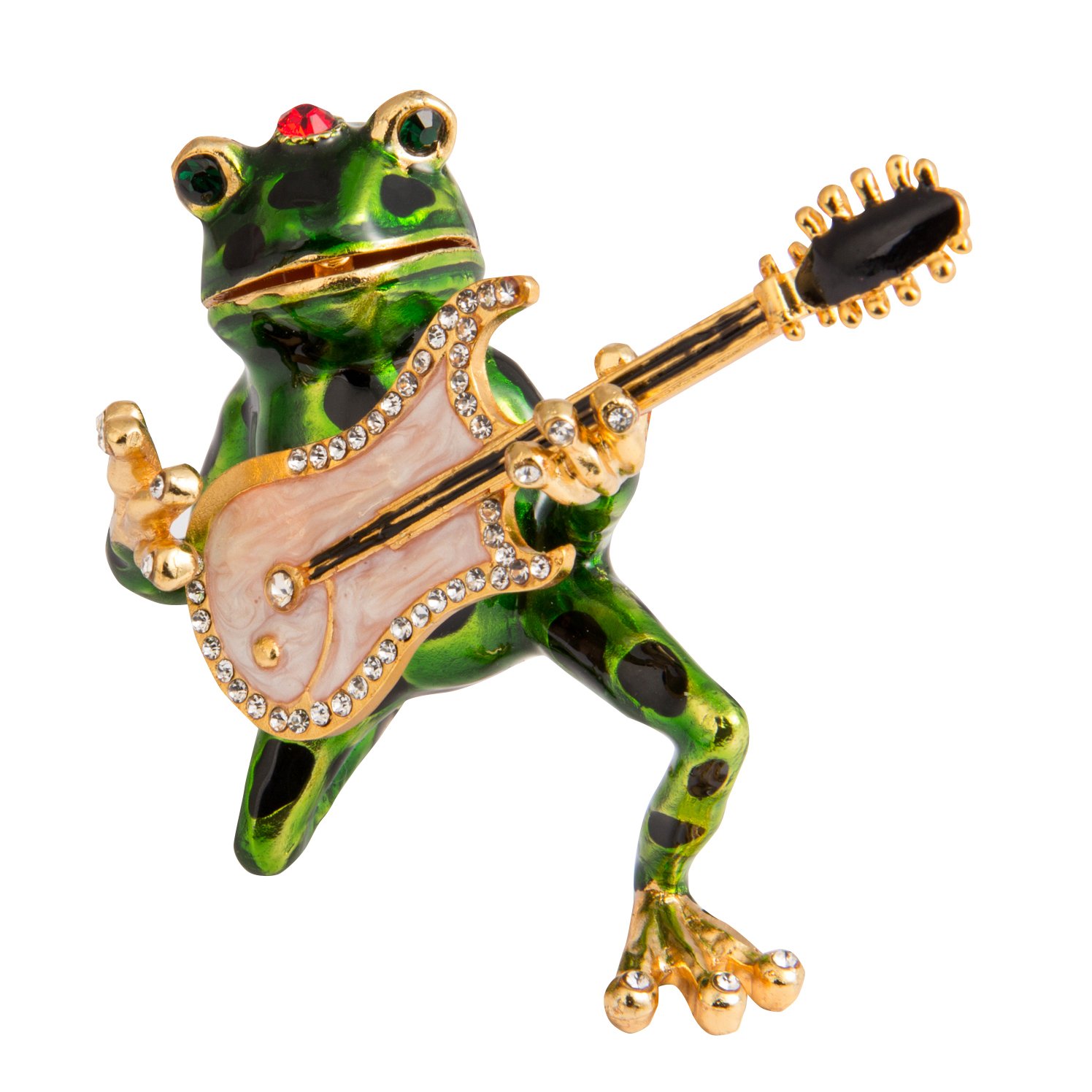 QIFU Hand Painted Enameled Frog Style Decorative Enamel Trinket Box Hinged