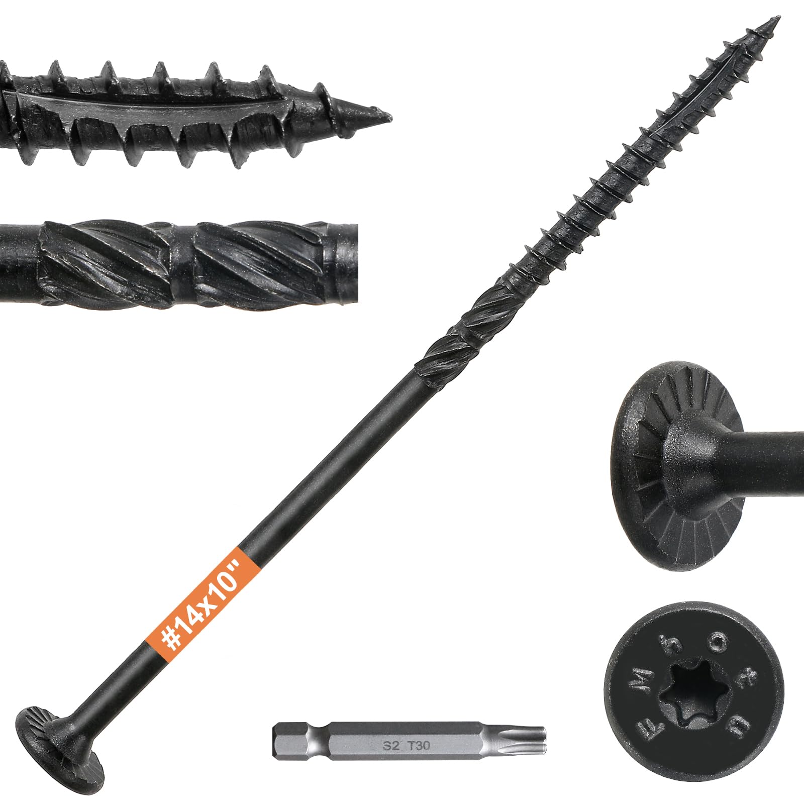 Photo 1 of #14 x 10 Wood Structural Lag Screws 108Pcs Star Drive Decking Wood Screws, Rust Resistant Timber Screws for Timber/Log/Landscaping