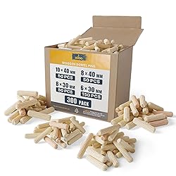 ALBO Wooden Dowel Pins 300 Pack Assorted Sizes