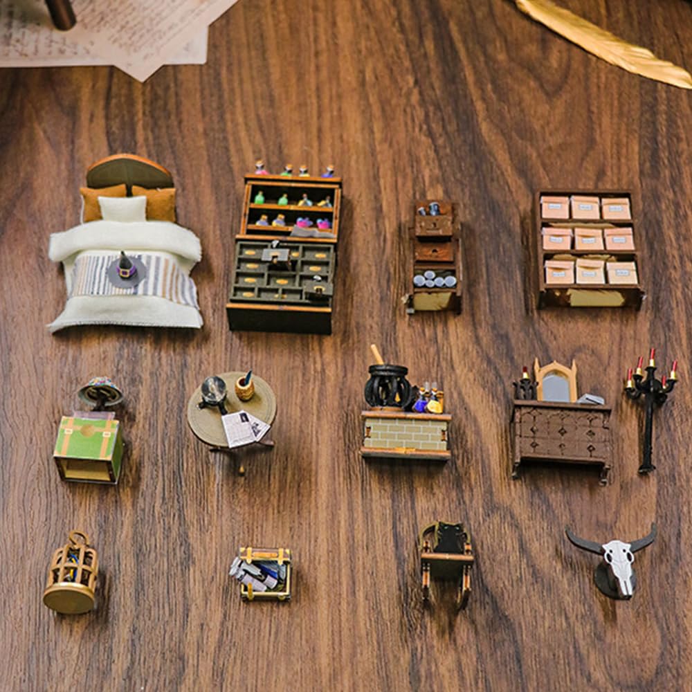 DIY Book Nook Kit, DIY Dollhouse Booknook, 3D Wooden Puzzle Booknook Miniature Kit with LED Light, DIY Dollhouse Miniature Kit (M2311)