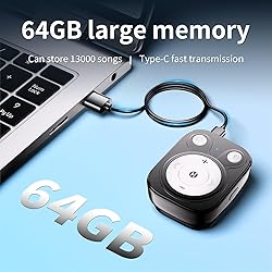 Mini MP3 Player with Bluetooth - 64GB MP3 with OTG