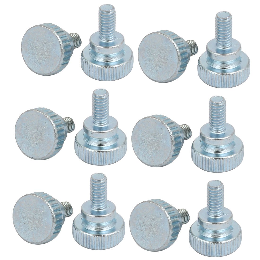Sourcingmap M4x8mm Carbon Steel Flat Knurled Head Fully Threaded Thumb Screw Bolt 12pcs