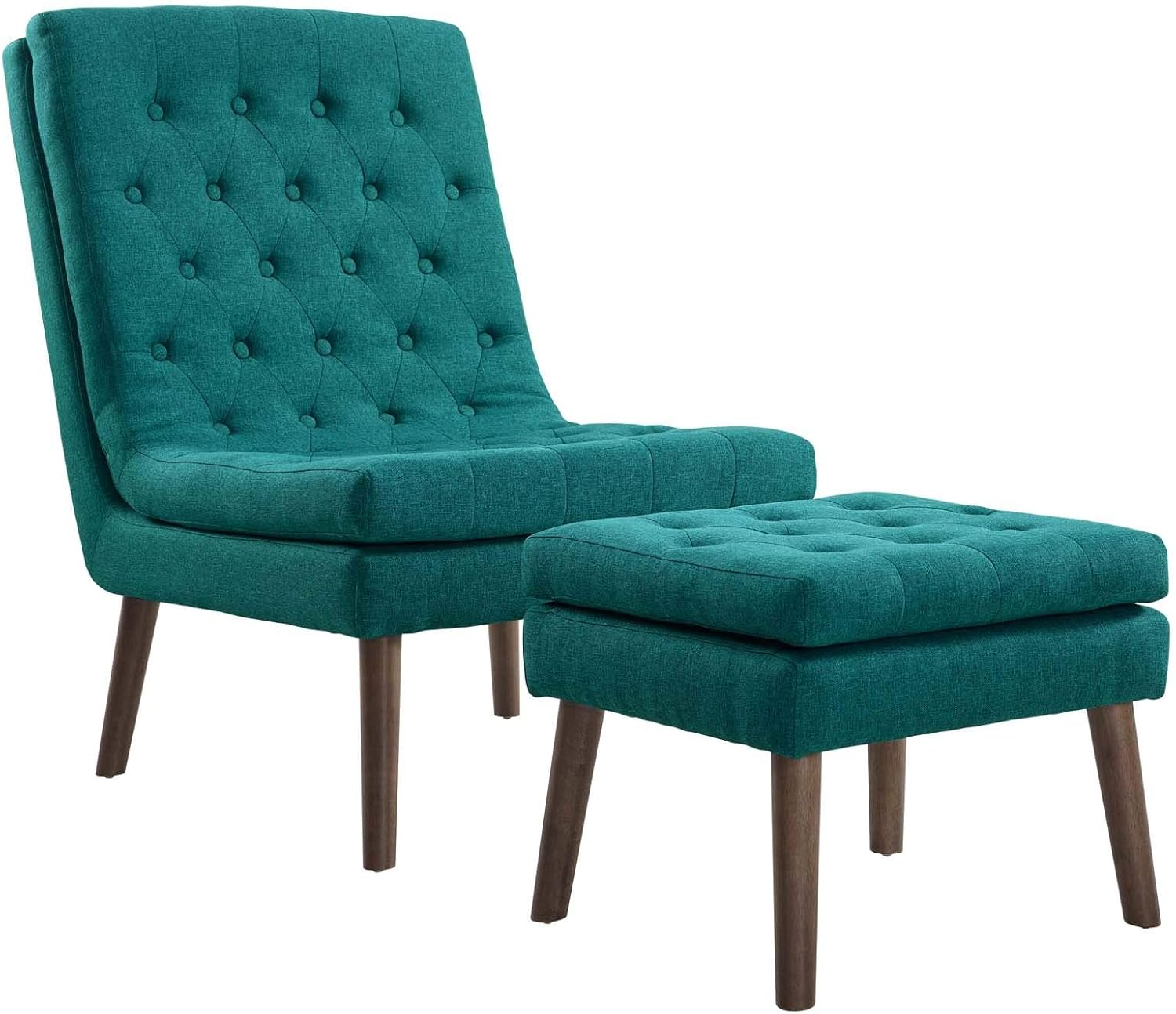 Amazon Com Modway Modify Tufted Modern Lounge Accent Chair And Ottoman Set In Teal Furniture Decor