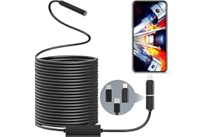 TAOPE Endoscope, 7.9mm IP67 Waterproof Flexible Borescope, Inspection Camera With Light, Snake Camera With 8 LED Lights, 10M
