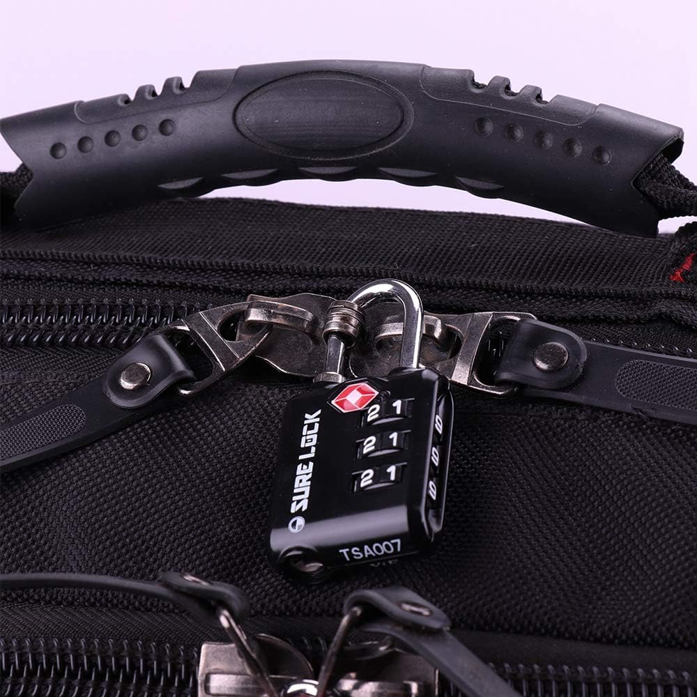  | SURE LOCK TSA Approved 3 Digit Luggage Locks with Zinc Alloy Body and Hardened Steel Shackle to Lock Travel Suitcase (Black 2 Pack) | Luggage Locks
