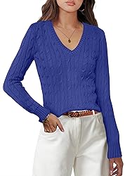 ANRABESS Womens Long Sleeve Cable Knit Sweater 2025