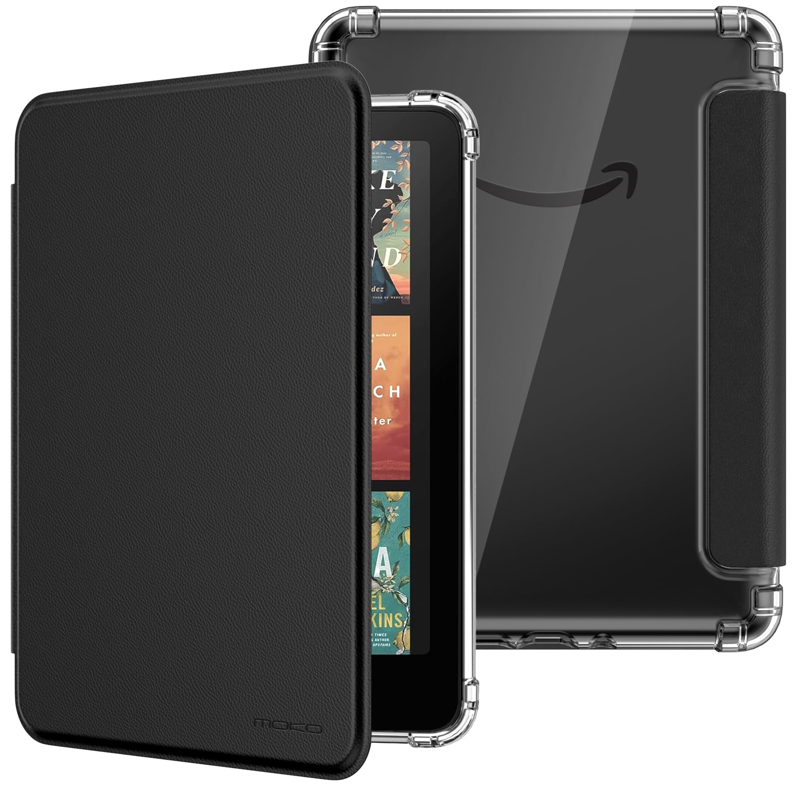 MoKo Case for All-new 7" Kindle Paperwhite 12th Generation 2024&Kindle Colorsoft Signature Edition 2024, Ultra Clear Soft Flexible Transparent TPU Back Cover Light Shell with Auto Wake/Sleep, Black