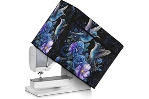 Goronwyfloyd Hummingbird Floral Pattern Sewing Machine Dust Cover with Pocket for Sewing Machine Accessories Compatible with Singer and Brother Sewing Machine Foldable and Machine Washable