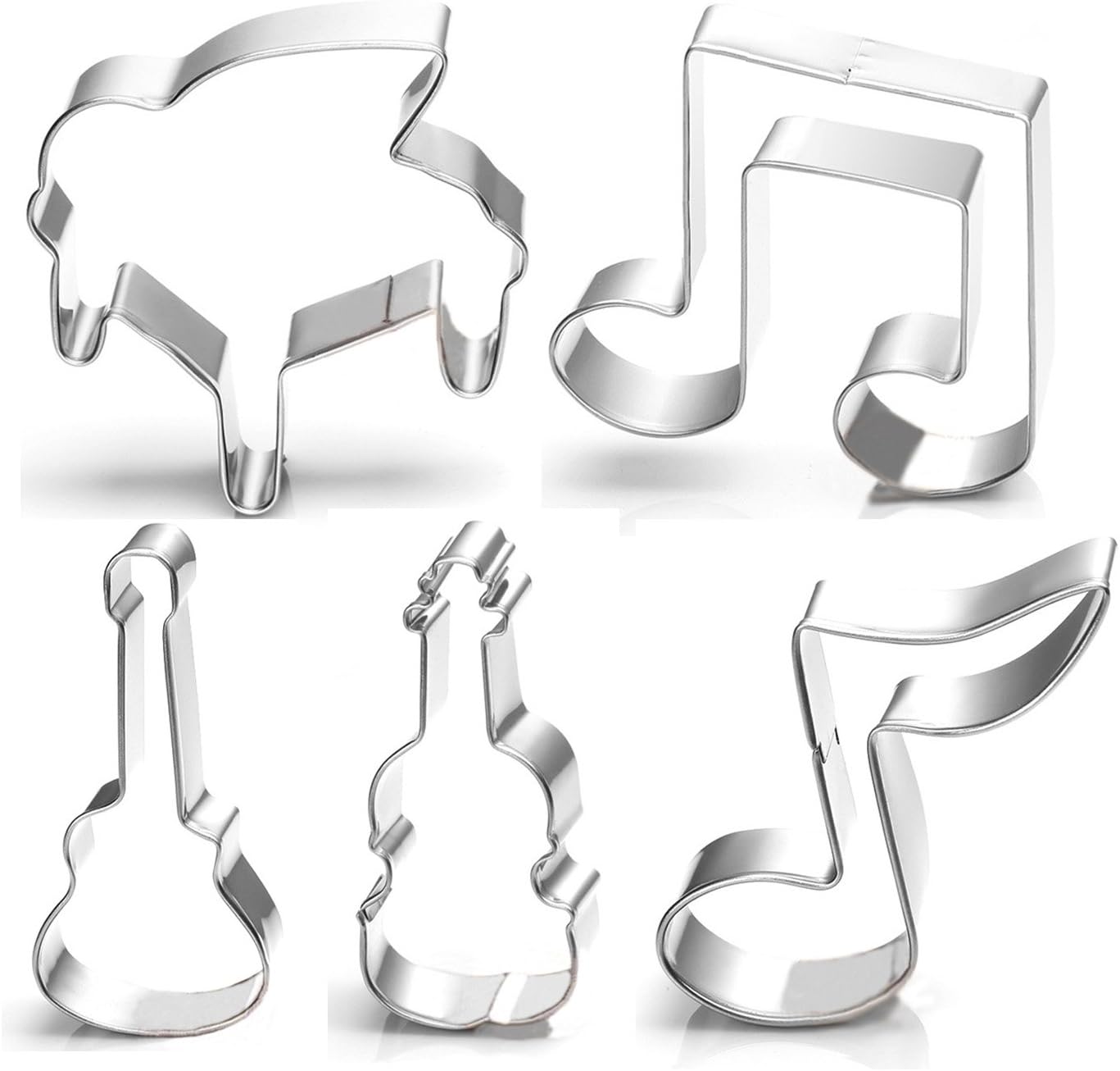 GXHUANG 5Pieces Music Musical Instruments Cookie Cutter - Stainless Steel