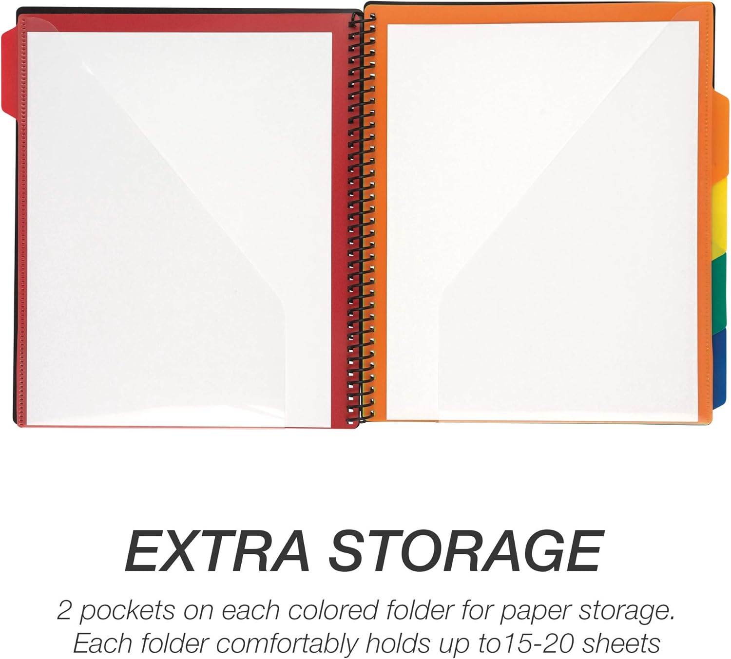 Samsill 10 Pocket Spiral Project Organizer with Dividers, Customizable Front Cover, Erasable Write On Tabs : Office Products