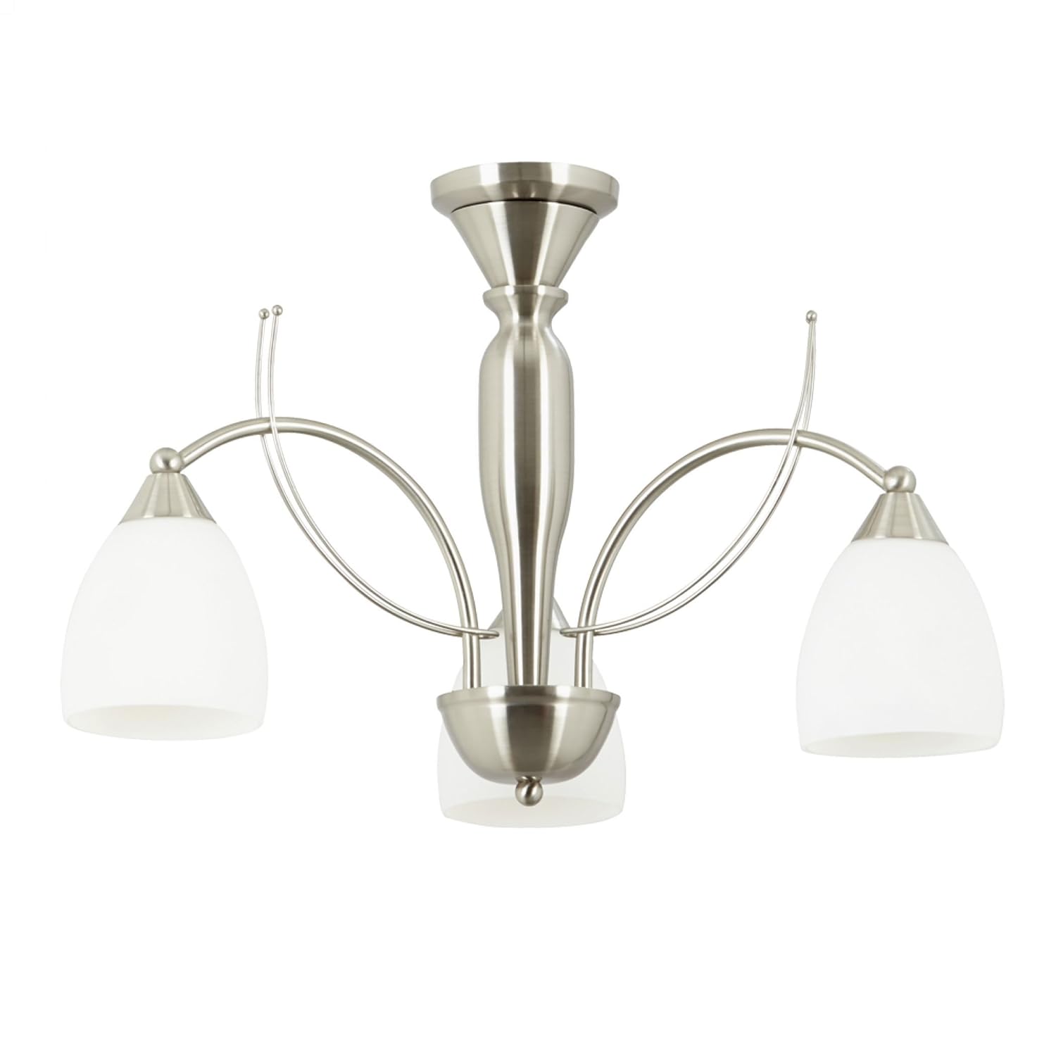 Endon Newman 3 Arm Ceiling Light Satin Nickel And Glass Newman