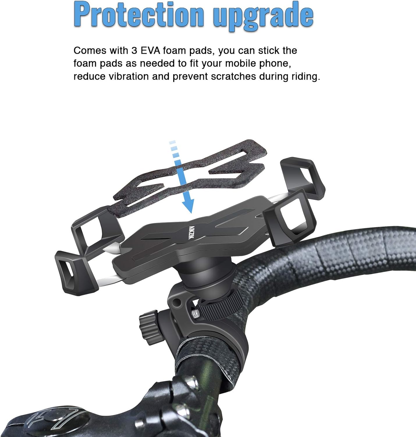 Aikzik Bike Phone Mount for Motorcycle, Stainless Steel Clamp Arms Bicycle Phone Holder Fits Phone Xs Max XR X 8 7 6 Plus, Samsung S10 9 8, Galaxy S9 8 7, Google Pixel, GPS Other Devices from 4" to 7": Electronics