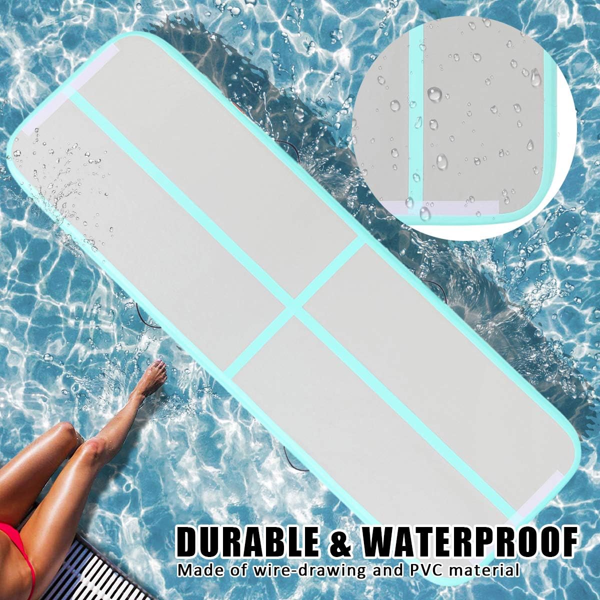 KIKILIVE Inflatable Gymnastics Mat, 4 /8inches Thickness Length Between 10ft to 39ft Air Gymnastics Track Mat, Gym Mats with Electric Air Pump for Training/Cheerleading/Training : Sports & Outdoors
