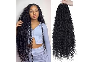 LMZIM 24 inch Goddess Locs Crochet Hair 8 Packs Faux Locs Crochet Hair for Black Women Pre Looped River Locs Crochet Hair with Curly Ends 1B