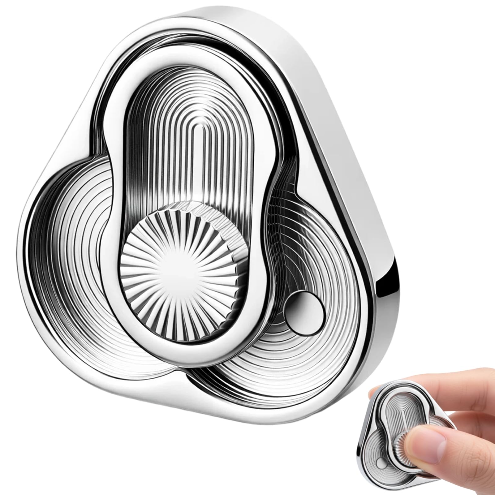 Fidget Slider, Triangular Shape Metal Fidget Toys for Adults, Rotating Mechanism Magnetic Fidget Toy, Silver Stress Relief Gadget, Desk Toy for Stress Relief Anxiety Relaxation