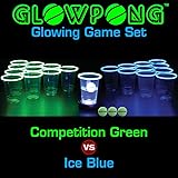 GLOWPONG Glowing Game Set - Competition Green vs Ice Blue
