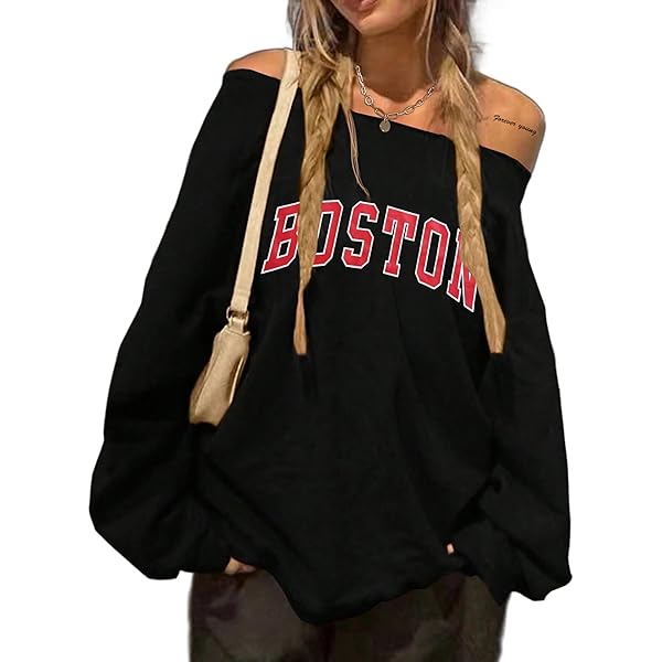 トップス Logo Emb Off Shoulder Sweatshirt Amazon.com: Avanova Women Off The Shoulder Brooklyn Graphic