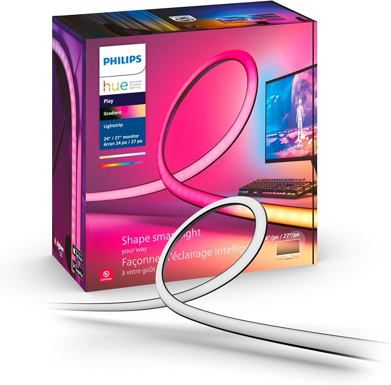 Play, Lightstrip Gradiend per Pc, 24-27", Hue Bridge Incluso, 18W