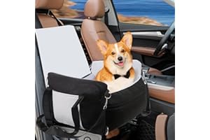 WN'S DAY Dog Car Seat for Small Medium Sized Dogs, Cat Dog Booster Car Seat for Dogs, Puppy Car Seats for Car with Seat Belt, Soft Front Pet Carseat Detachable Washable, Travel Carrier Bed with Storage Pockets