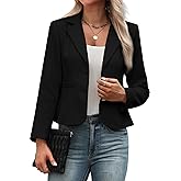ELLEVEN Women's Tweed Blazer,2 Button Long Sleeve Jacket Slim Fit Business Suit with Pockets