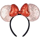 A Miaow 3D Black Mouse Sequin Ears Headband MM Glitter Butterfly Hair Clasp Park Supply Adults Women Photo Accessory
