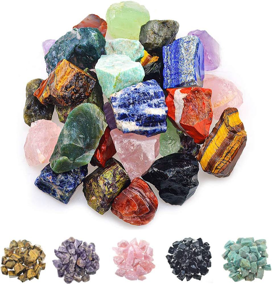 FORBY 1 lb Bulk Rose Quartz Rough Stones - Large 1" Natural Raw Stones Crystal for Tumbling, Cabbing, Fountain Rocks, Decoration,Polishing, Wire Wrapping, Wicca & Reiki Crystal Healing: Home & Kitchen