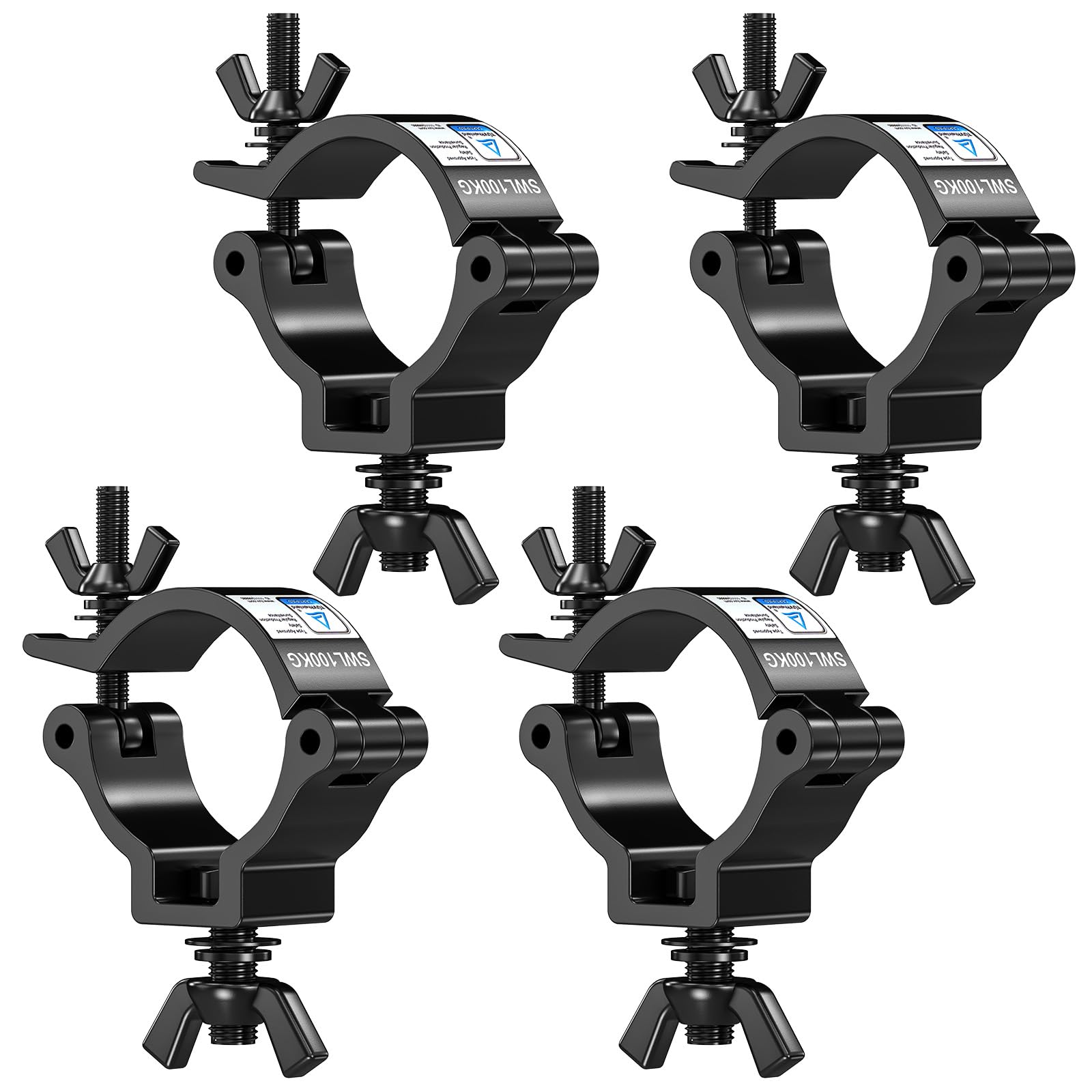 Photo 1 of [4 Pack] Stage Lights Clamps, TUV Rheinland Certified 2" Truss Lighting Clamps, Max Load 220lbs, Truss O-Clamp Perfect for DJ Light, Par Lights, Laser Lights, Moving Head Lights - Black