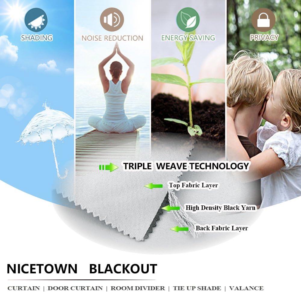 NICETOWN Outdoor Curtain Grommet Top and Bottom, Thermal Insulated Keeps The Rain Out Versatile Vertical Drape, Blackout Heavy Weight Wind Break Outdoor Drapery (52 by 108 inches,1 Piece, Tan-Khaki)