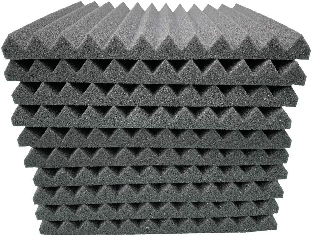 MAMaiuh 10pcs Acoustic Foam Tiles Square Shapes Soundproofing Foam Panels Sound Insulation soundproof Foam 7 Colors Optional for Bedroom Studio KTV Soundproof 30x30x2.5cm (Black)