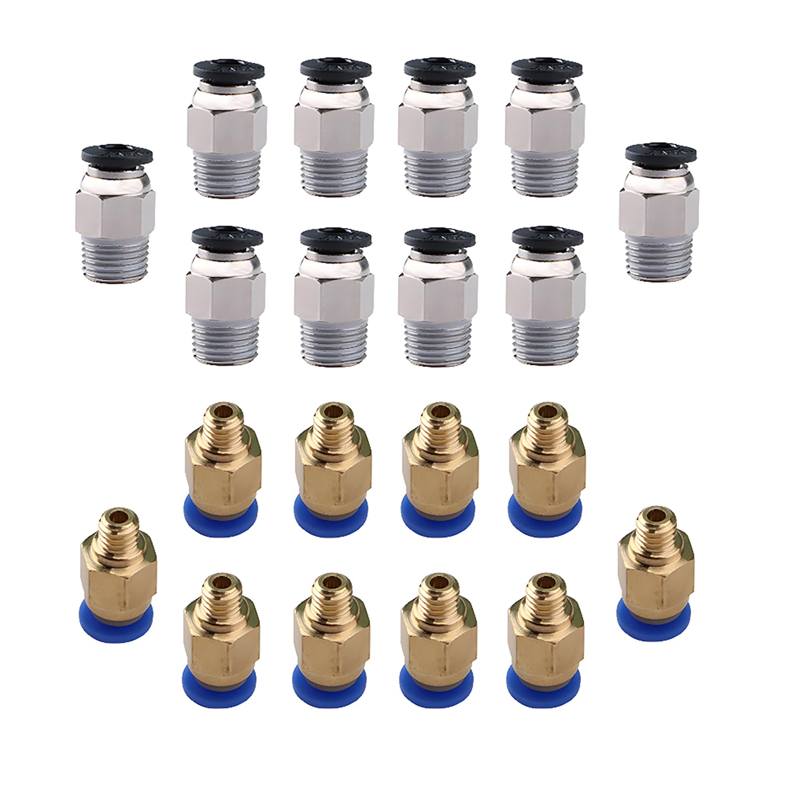 Air Straight Quick Fitting, CESFONJER 20Pcs Straight Quick In Fitting Kit include PC4-M6 Pneumatic Quick Connector, PC4-M10 Pneumatic Push to Fitting, for Extruder 3D Printer Push Fitting Connector