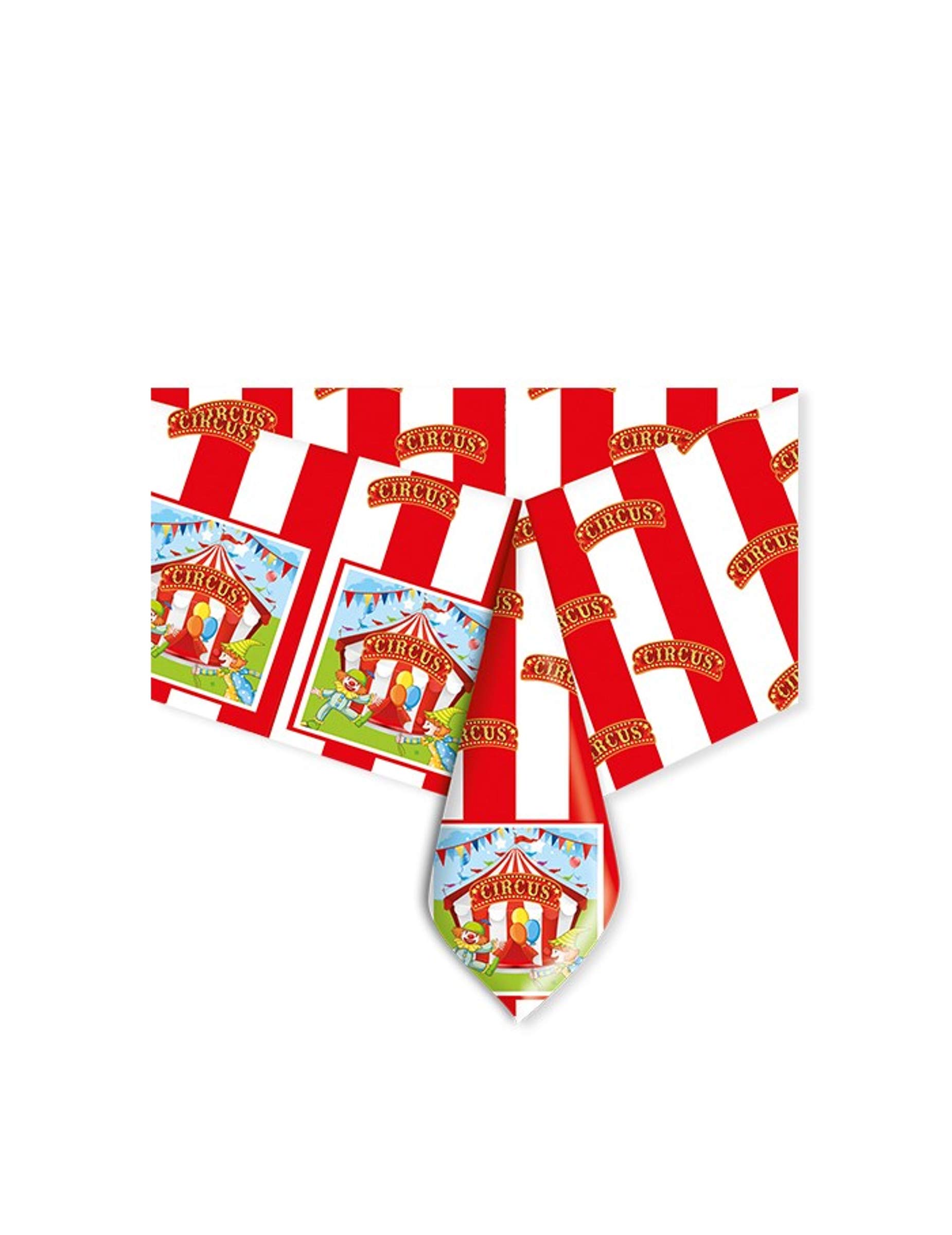 Big Party Circus PVC Tablecloth for Birthday Party - White/Red, 14777