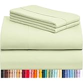 LuxClub 4 PC Sheet Set Bed Sheets Deep Pockets 16" Eco Friendly Wrinkle Free Cooling Machine Washable Hotel Bedding Silky Soft - Sage Green Queen