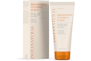 InstaNatural Brightening Vitamin C Face Scrub, Gently Exfoliates and Refines for Smooth Skin, Minimizes Lines + Wrinkles, with Green Tea and Aloe Vera, 2 Fl Oz