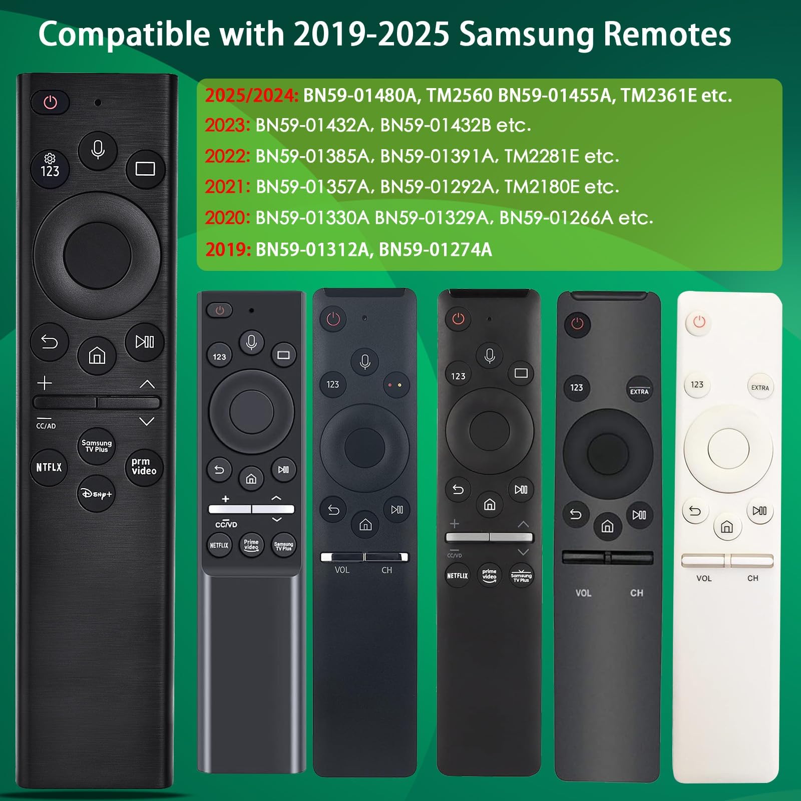 Voice Remote for Samsung Smart TV,Replacement Control for Frame TV,for All 2019 to 2025 Samsung Crystal/UHD/QLED/NEO QLED/ 4K 8K Smart TVs,No Solarcell,BN59-01385A