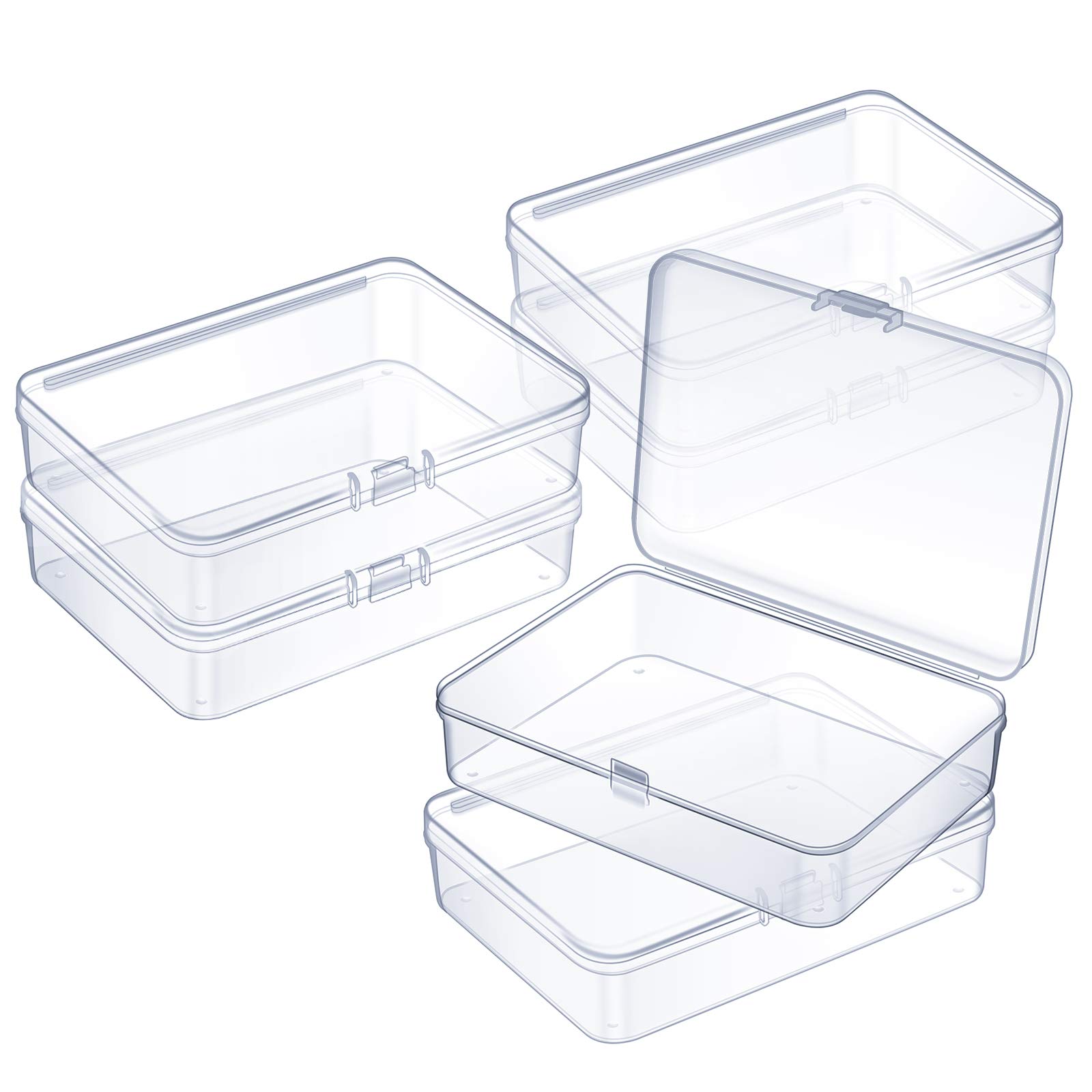 6 Pieces Mini Plastic Clear Beads Storage Containers Box for Collecting Small Items, Beads, Jewelry, Business Cards, Game Pieces, Crafts (4.45 x 3.3 x 1.18 Inch)