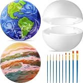 Fabbay 2 Pcs Hollow Half Foam Balls for Crafts White Half Sphere, 10 Inch | Foam Balls with 10 Acrylic Paint Brushes Set for DIY Floral Arrangements School Projects Kids Adults Artist Painting Supplies